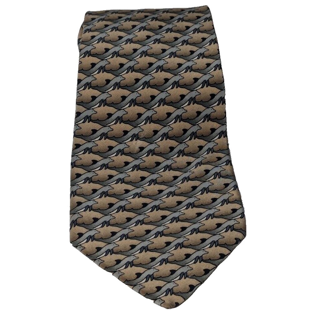 Ties to Nature ~ Dolphin Necktie Abstract Allover Print ~ Classic Fit 100% Silk